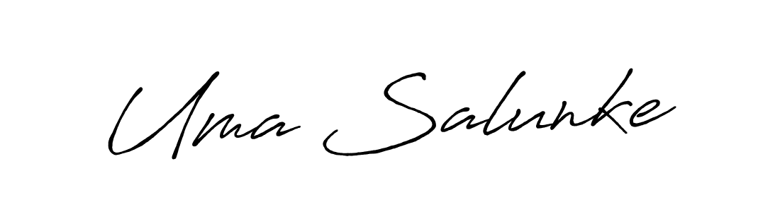 How to make Uma Salunke name signature. Use Antro_Vectra_Bolder style for creating short signs online. This is the latest handwritten sign. Uma Salunke signature style 7 images and pictures png