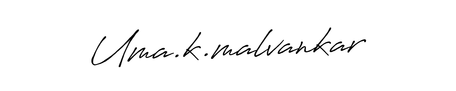 Antro_Vectra_Bolder is a professional signature style that is perfect for those who want to add a touch of class to their signature. It is also a great choice for those who want to make their signature more unique. Get Uma.k.malvankar name to fancy signature for free. Uma.k.malvankar signature style 7 images and pictures png