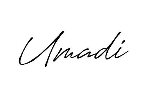 Use a signature maker to create a handwritten signature online. With this signature software, you can design (Antro_Vectra_Bolder) your own signature for name Umadi. Umadi signature style 7 images and pictures png