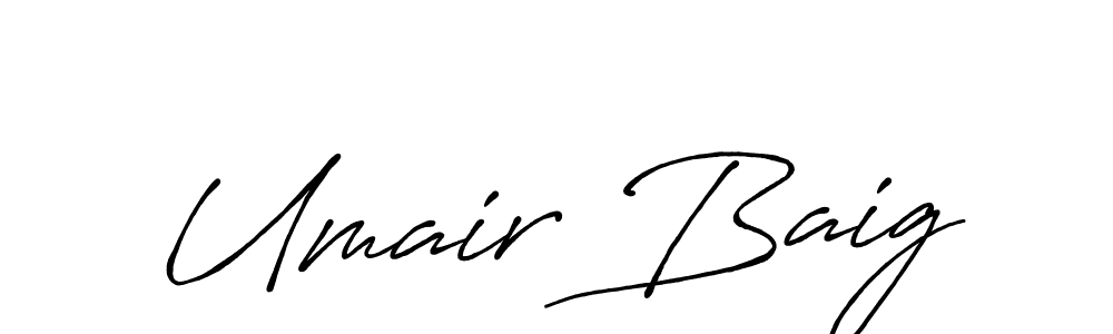Make a beautiful signature design for name Umair Baig. With this signature (Antro_Vectra_Bolder) style, you can create a handwritten signature for free. Umair Baig signature style 7 images and pictures png
