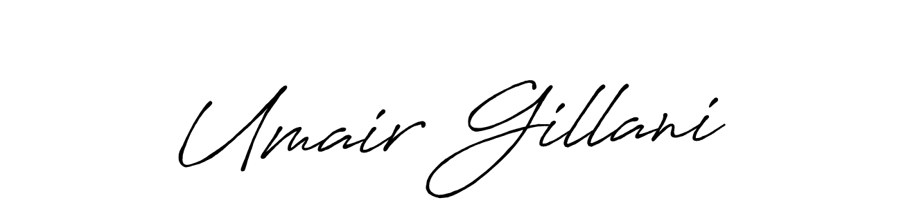 Make a beautiful signature design for name Umair Gillani. With this signature (Antro_Vectra_Bolder) style, you can create a handwritten signature for free. Umair Gillani signature style 7 images and pictures png