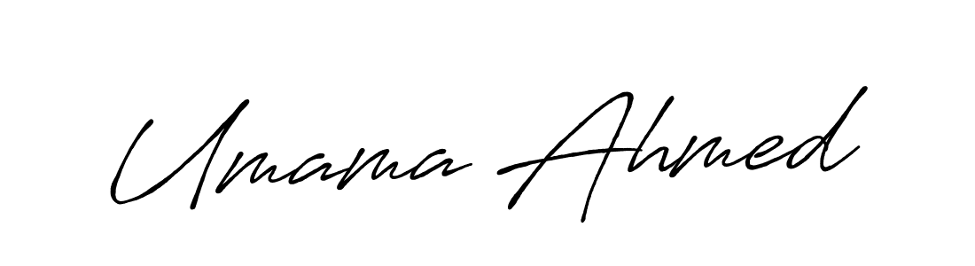 Antro_Vectra_Bolder is a professional signature style that is perfect for those who want to add a touch of class to their signature. It is also a great choice for those who want to make their signature more unique. Get Umama Ahmed name to fancy signature for free. Umama Ahmed signature style 7 images and pictures png