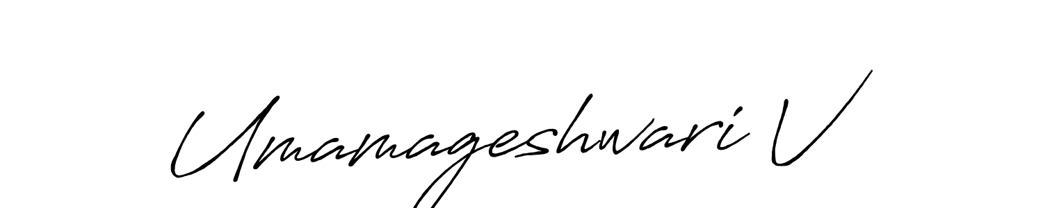 How to make Umamageshwari V signature? Antro_Vectra_Bolder is a professional autograph style. Create handwritten signature for Umamageshwari V name. Umamageshwari V signature style 7 images and pictures png