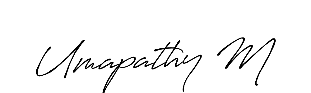 How to make Umapathy M name signature. Use Antro_Vectra_Bolder style for creating short signs online. This is the latest handwritten sign. Umapathy M signature style 7 images and pictures png