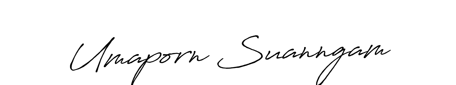 How to make Umaporn Suanngam name signature. Use Antro_Vectra_Bolder style for creating short signs online. This is the latest handwritten sign. Umaporn Suanngam signature style 7 images and pictures png