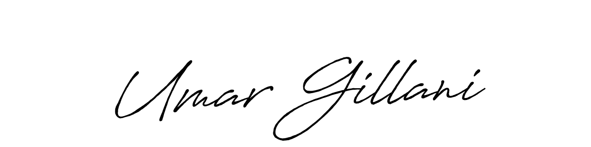 Make a beautiful signature design for name Umar Gillani. With this signature (Antro_Vectra_Bolder) style, you can create a handwritten signature for free. Umar Gillani signature style 7 images and pictures png