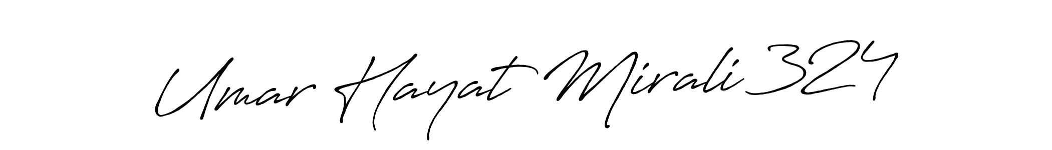 The best way (Antro_Vectra_Bolder) to make a short signature is to pick only two or three words in your name. The name Umar Hayat Mirali 324 include a total of six letters. For converting this name. Umar Hayat Mirali 324 signature style 7 images and pictures png