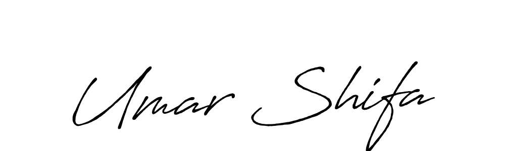 How to make Umar Shifa name signature. Use Antro_Vectra_Bolder style for creating short signs online. This is the latest handwritten sign. Umar Shifa signature style 7 images and pictures png