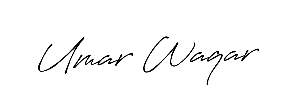 Make a beautiful signature design for name Umar Waqar. With this signature (Antro_Vectra_Bolder) style, you can create a handwritten signature for free. Umar Waqar signature style 7 images and pictures png