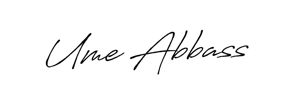 Make a beautiful signature design for name Ume Abbass. With this signature (Antro_Vectra_Bolder) style, you can create a handwritten signature for free. Ume Abbass signature style 7 images and pictures png