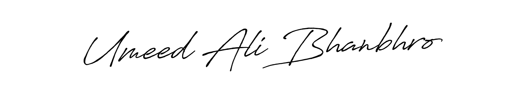 How to make Umeed Ali Bhanbhro name signature. Use Antro_Vectra_Bolder style for creating short signs online. This is the latest handwritten sign. Umeed Ali Bhanbhro signature style 7 images and pictures png