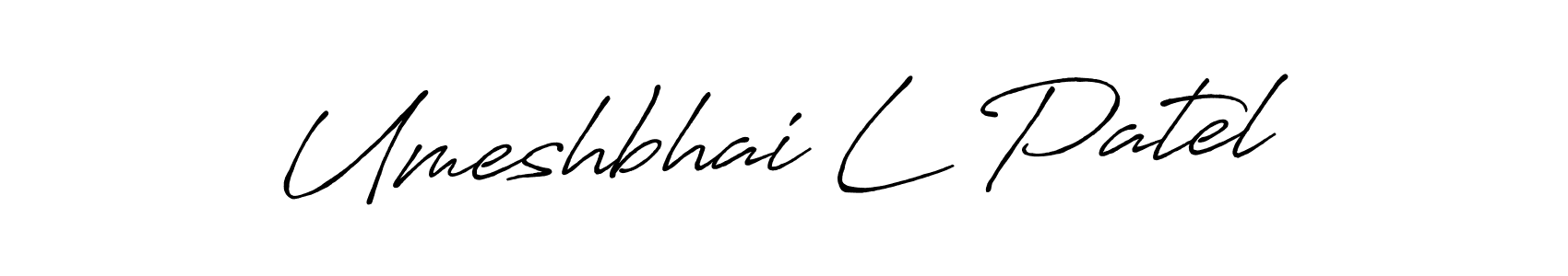 The best way (Antro_Vectra_Bolder) to make a short signature is to pick only two or three words in your name. The name Umeshbhai L Patel include a total of six letters. For converting this name. Umeshbhai L Patel signature style 7 images and pictures png