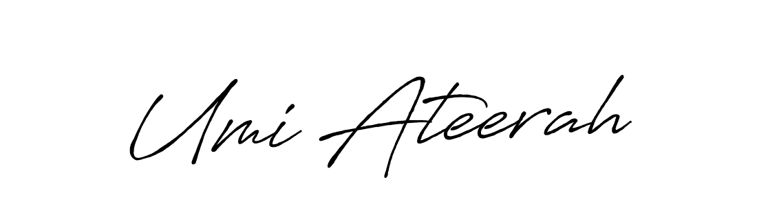 Create a beautiful signature design for name Umi Ateerah. With this signature (Antro_Vectra_Bolder) fonts, you can make a handwritten signature for free. Umi Ateerah signature style 7 images and pictures png