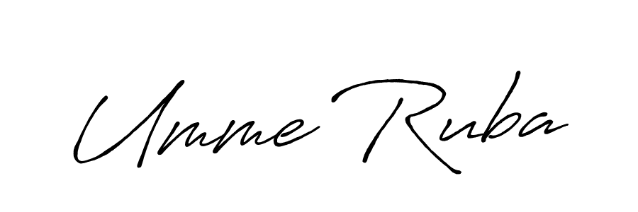 How to make Umme Ruba name signature. Use Antro_Vectra_Bolder style for creating short signs online. This is the latest handwritten sign. Umme Ruba signature style 7 images and pictures png