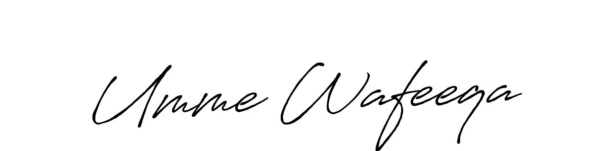 Make a beautiful signature design for name Umme Wafeeqa. With this signature (Antro_Vectra_Bolder) style, you can create a handwritten signature for free. Umme Wafeeqa signature style 7 images and pictures png