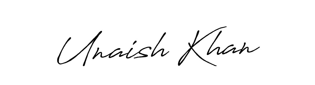 Unaish Khan stylish signature style. Best Handwritten Sign (Antro_Vectra_Bolder) for my name. Handwritten Signature Collection Ideas for my name Unaish Khan. Unaish Khan signature style 7 images and pictures png