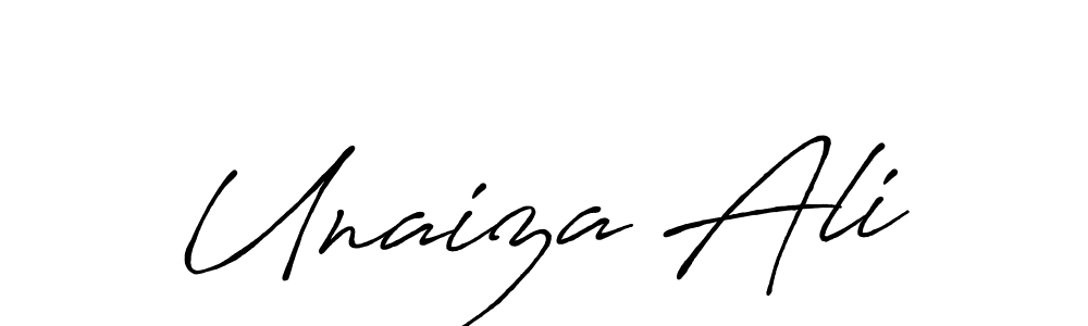 Make a beautiful signature design for name Unaiza Ali. With this signature (Antro_Vectra_Bolder) style, you can create a handwritten signature for free. Unaiza Ali signature style 7 images and pictures png