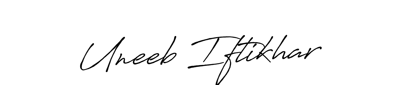 Make a short Uneeb Iftikhar signature style. Manage your documents anywhere anytime using Antro_Vectra_Bolder. Create and add eSignatures, submit forms, share and send files easily. Uneeb Iftikhar signature style 7 images and pictures png