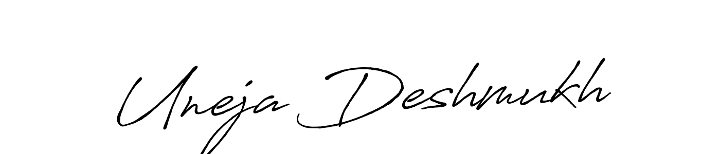 if you are searching for the best signature style for your name Uneja Deshmukh. so please give up your signature search. here we have designed multiple signature styles  using Antro_Vectra_Bolder. Uneja Deshmukh signature style 7 images and pictures png