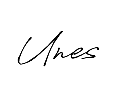 Create a beautiful signature design for name Unes. With this signature (Antro_Vectra_Bolder) fonts, you can make a handwritten signature for free. Unes signature style 7 images and pictures png
