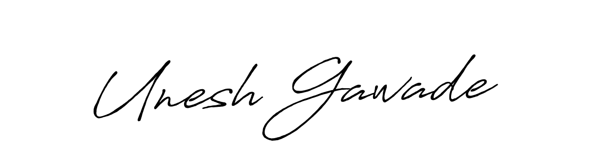 Antro_Vectra_Bolder is a professional signature style that is perfect for those who want to add a touch of class to their signature. It is also a great choice for those who want to make their signature more unique. Get Unesh Gawade name to fancy signature for free. Unesh Gawade signature style 7 images and pictures png