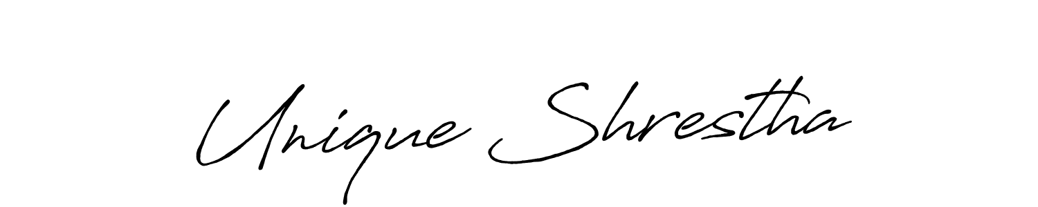 Unique Shrestha stylish signature style. Best Handwritten Sign (Antro_Vectra_Bolder) for my name. Handwritten Signature Collection Ideas for my name Unique Shrestha. Unique Shrestha signature style 7 images and pictures png