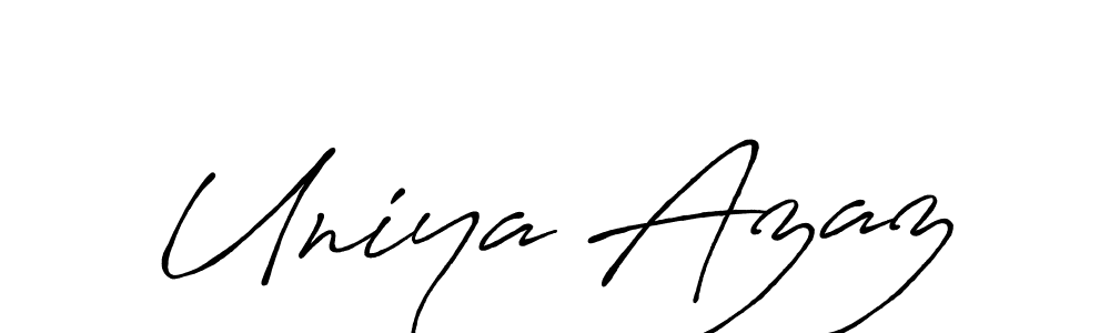 Antro_Vectra_Bolder is a professional signature style that is perfect for those who want to add a touch of class to their signature. It is also a great choice for those who want to make their signature more unique. Get Uniya Azaz name to fancy signature for free. Uniya Azaz signature style 7 images and pictures png