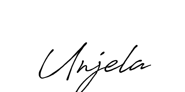 Unjela stylish signature style. Best Handwritten Sign (Antro_Vectra_Bolder) for my name. Handwritten Signature Collection Ideas for my name Unjela. Unjela signature style 7 images and pictures png