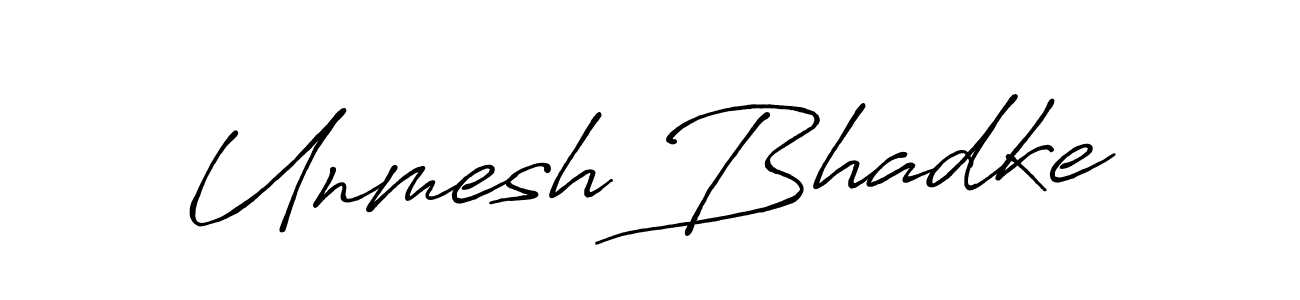 How to make Unmesh Bhadke name signature. Use Antro_Vectra_Bolder style for creating short signs online. This is the latest handwritten sign. Unmesh Bhadke signature style 7 images and pictures png