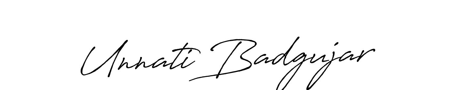 Create a beautiful signature design for name Unnati Badgujar. With this signature (Antro_Vectra_Bolder) fonts, you can make a handwritten signature for free. Unnati Badgujar signature style 7 images and pictures png