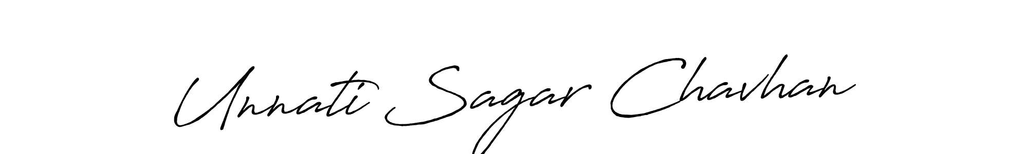 Create a beautiful signature design for name Unnati Sagar Chavhan. With this signature (Antro_Vectra_Bolder) fonts, you can make a handwritten signature for free. Unnati Sagar Chavhan signature style 7 images and pictures png