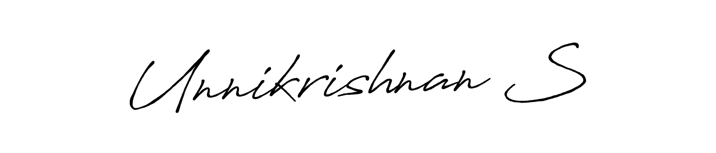 Similarly Antro_Vectra_Bolder is the best handwritten signature design. Signature creator online .You can use it as an online autograph creator for name Unnikrishnan S. Unnikrishnan S signature style 7 images and pictures png