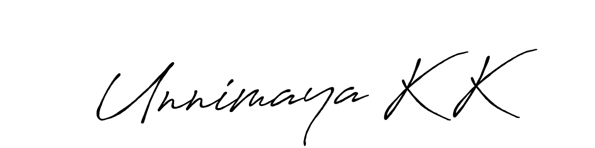 Unnimaya K K stylish signature style. Best Handwritten Sign (Antro_Vectra_Bolder) for my name. Handwritten Signature Collection Ideas for my name Unnimaya K K. Unnimaya K K signature style 7 images and pictures png
