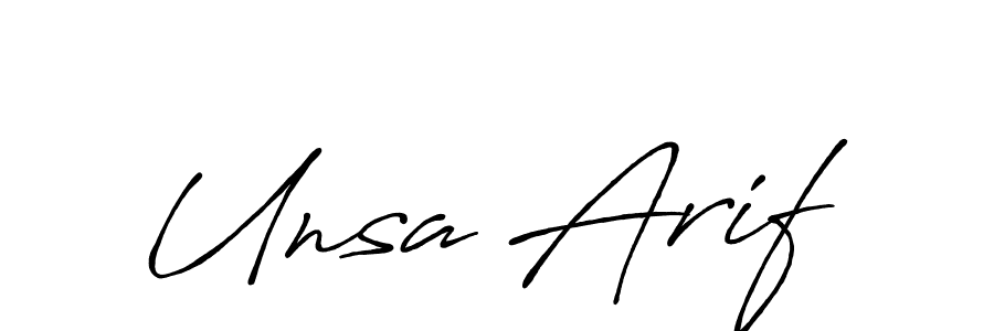 if you are searching for the best signature style for your name Unsa Arif. so please give up your signature search. here we have designed multiple signature styles  using Antro_Vectra_Bolder. Unsa Arif signature style 7 images and pictures png