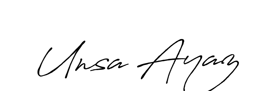 The best way (Antro_Vectra_Bolder) to make a short signature is to pick only two or three words in your name. The name Unsa Ayaz include a total of six letters. For converting this name. Unsa Ayaz signature style 7 images and pictures png