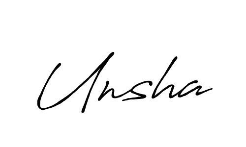 How to make Unsha name signature. Use Antro_Vectra_Bolder style for creating short signs online. This is the latest handwritten sign. Unsha signature style 7 images and pictures png