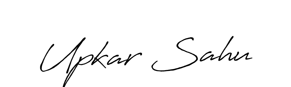 How to make Upkar Sahu name signature. Use Antro_Vectra_Bolder style for creating short signs online. This is the latest handwritten sign. Upkar Sahu signature style 7 images and pictures png