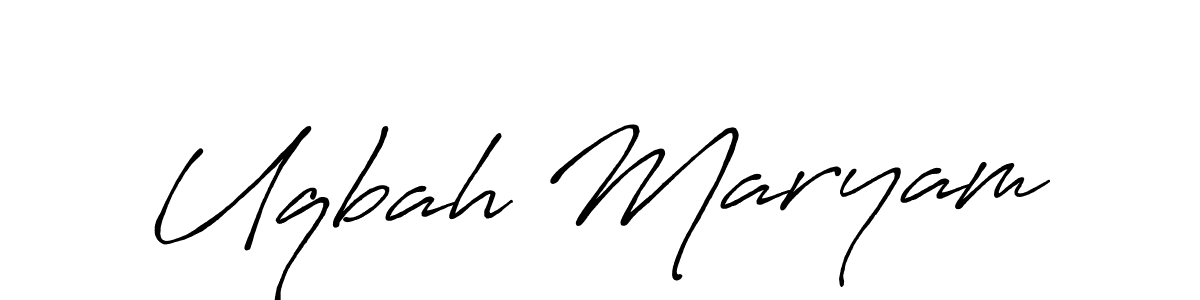 How to make Uqbah Maryam name signature. Use Antro_Vectra_Bolder style for creating short signs online. This is the latest handwritten sign. Uqbah Maryam signature style 7 images and pictures png