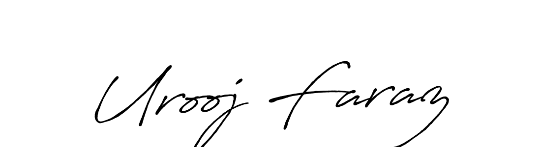 Use a signature maker to create a handwritten signature online. With this signature software, you can design (Antro_Vectra_Bolder) your own signature for name Urooj Faraz. Urooj Faraz signature style 7 images and pictures png