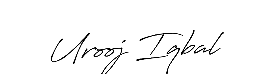 How to make Urooj Iqbal name signature. Use Antro_Vectra_Bolder style for creating short signs online. This is the latest handwritten sign. Urooj Iqbal signature style 7 images and pictures png