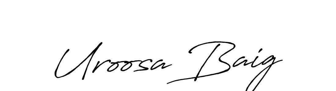 How to make Uroosa Baig name signature. Use Antro_Vectra_Bolder style for creating short signs online. This is the latest handwritten sign. Uroosa Baig signature style 7 images and pictures png