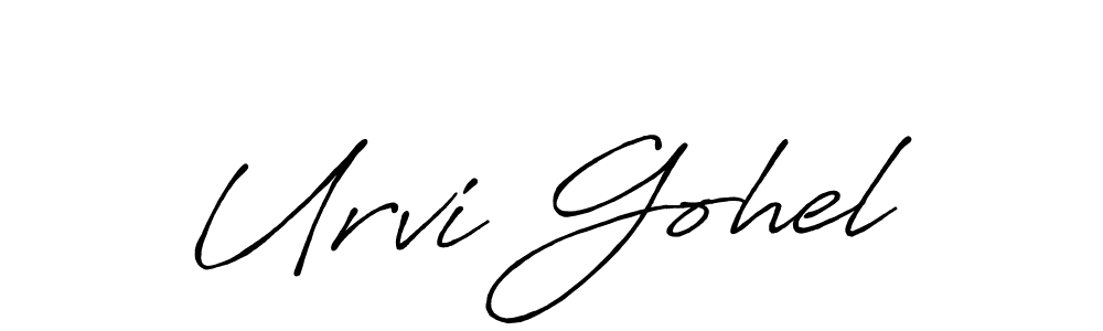 How to make Urvi Gohel name signature. Use Antro_Vectra_Bolder style for creating short signs online. This is the latest handwritten sign. Urvi Gohel signature style 7 images and pictures png