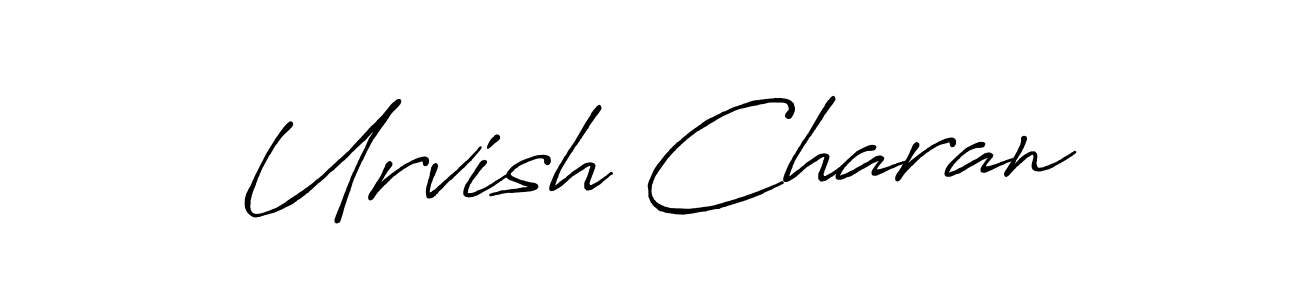 How to make Urvish Charan name signature. Use Antro_Vectra_Bolder style for creating short signs online. This is the latest handwritten sign. Urvish Charan signature style 7 images and pictures png