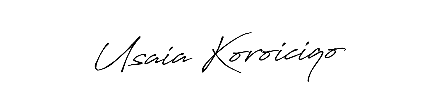 This is the best signature style for the Usaia Koroiciqo name. Also you like these signature font (Antro_Vectra_Bolder). Mix name signature. Usaia Koroiciqo signature style 7 images and pictures png