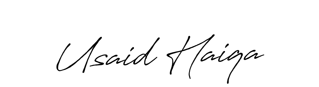 Also we have Usaid Haiqa name is the best signature style. Create professional handwritten signature collection using Antro_Vectra_Bolder autograph style. Usaid Haiqa signature style 7 images and pictures png