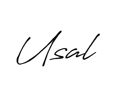 Usal stylish signature style. Best Handwritten Sign (Antro_Vectra_Bolder) for my name. Handwritten Signature Collection Ideas for my name Usal. Usal signature style 7 images and pictures png