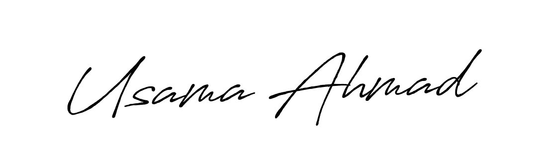 Make a beautiful signature design for name Usama Ahmad. With this signature (Antro_Vectra_Bolder) style, you can create a handwritten signature for free. Usama Ahmad signature style 7 images and pictures png