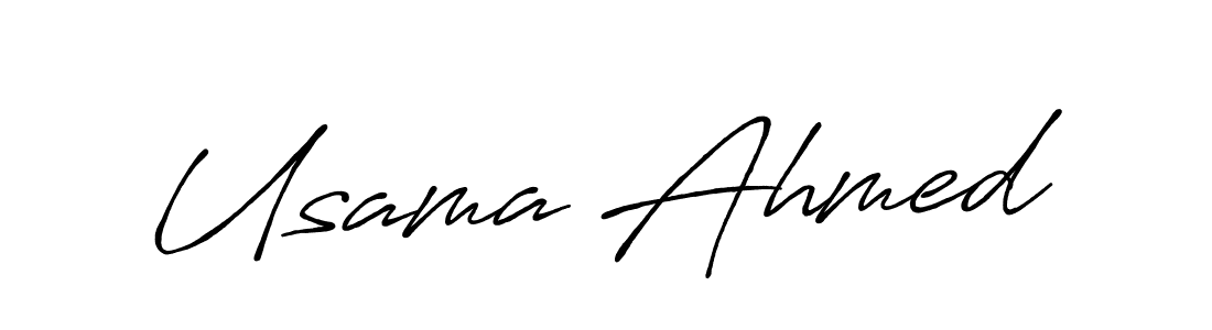 Use a signature maker to create a handwritten signature online. With this signature software, you can design (Antro_Vectra_Bolder) your own signature for name Usama Ahmed. Usama Ahmed signature style 7 images and pictures png