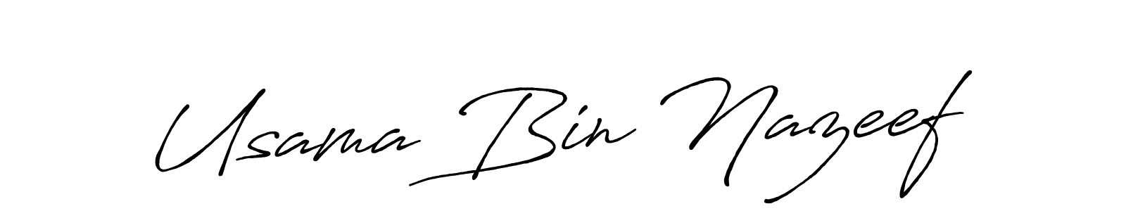 Also You can easily find your signature by using the search form. We will create Usama Bin Nazeef name handwritten signature images for you free of cost using Antro_Vectra_Bolder sign style. Usama Bin Nazeef signature style 7 images and pictures png