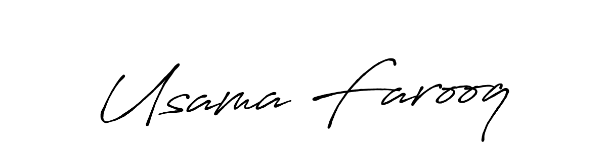 How to make Usama Farooq name signature. Use Antro_Vectra_Bolder style for creating short signs online. This is the latest handwritten sign. Usama Farooq signature style 7 images and pictures png
